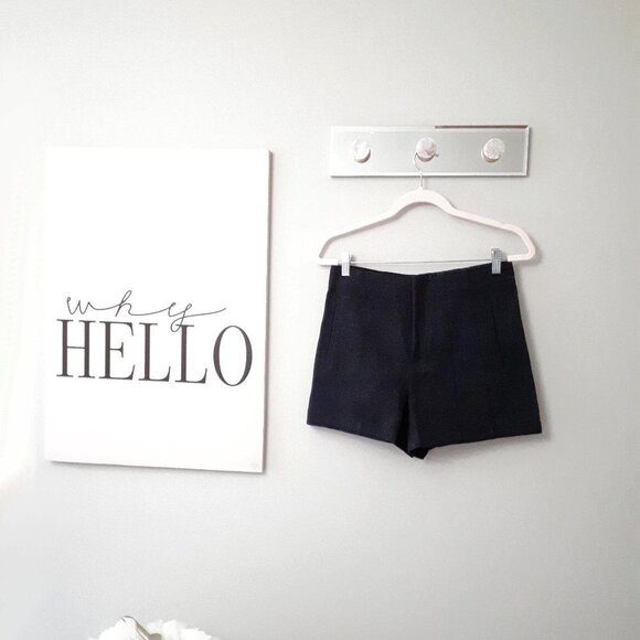 NWOT Zara black high waist tonal top stitched cotton blend shorts, M - Picture 7 of 12